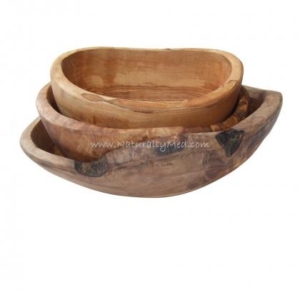 Olive Wood Natural Bowls Set