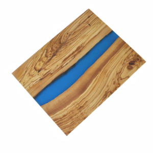 Olive Wood Large Cutting Board with River of Blue Resin - 18x14"
