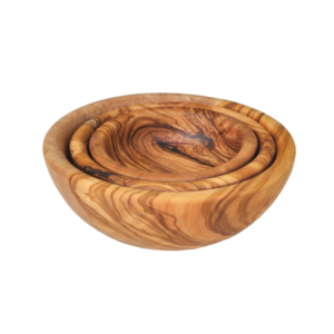 Olive Wood Stack of 3 Round Bowls