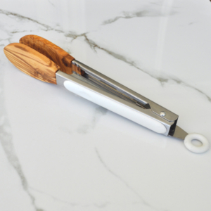 Kitchen Tongs - Olive Wood, Stainless Steel, Silicone