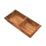 Olive Wood Double Dipping Bowl - Square