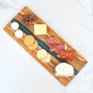Olive Wood and Blue Resin Serving Board / Cheese Board