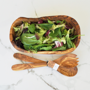 Olive Wood Bowl and Salad Servers Gift Set